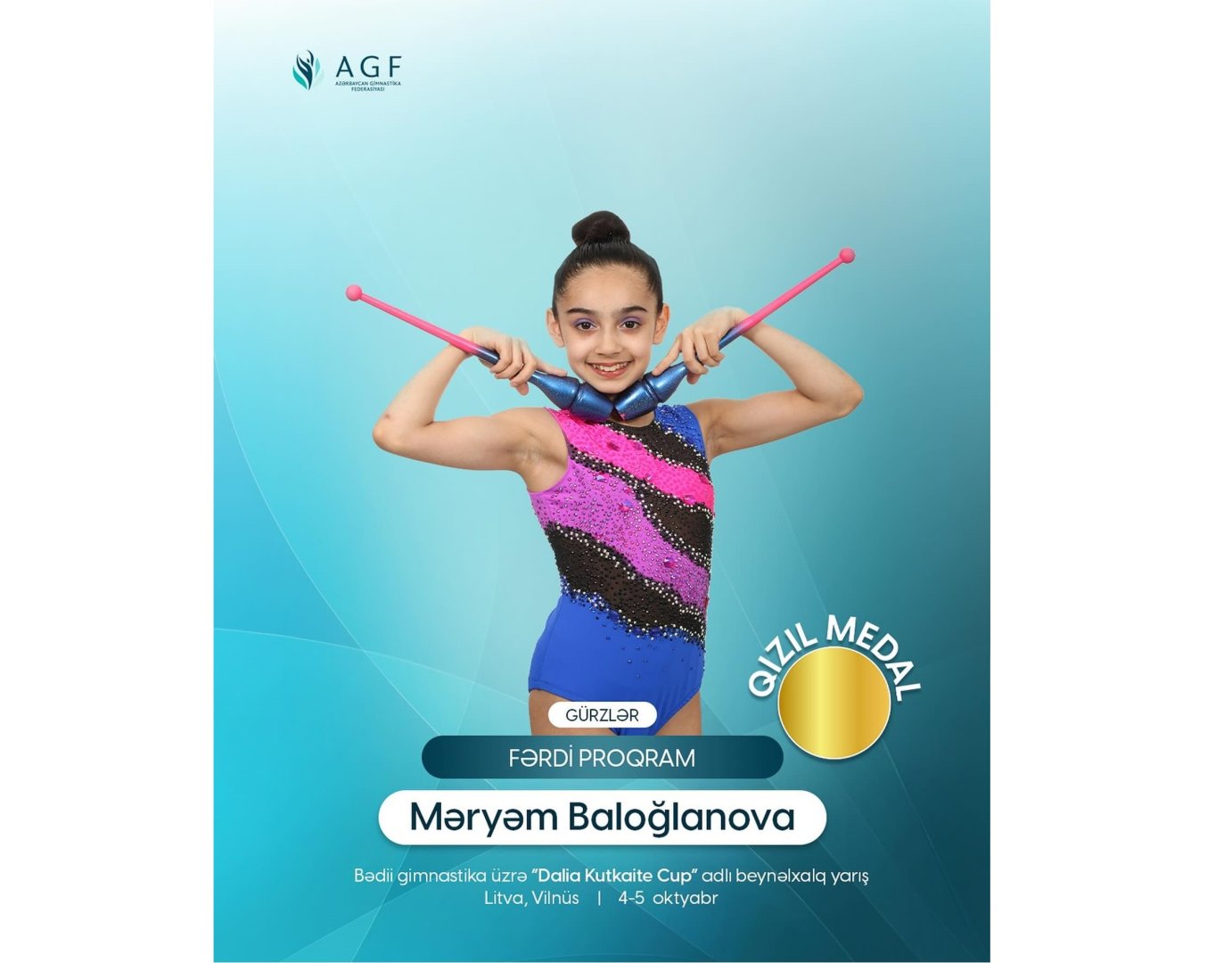 Gimnastlarımız “Dalia Kutkaite Cup” beynəlxalq turnirində 5 medal qazanıblar