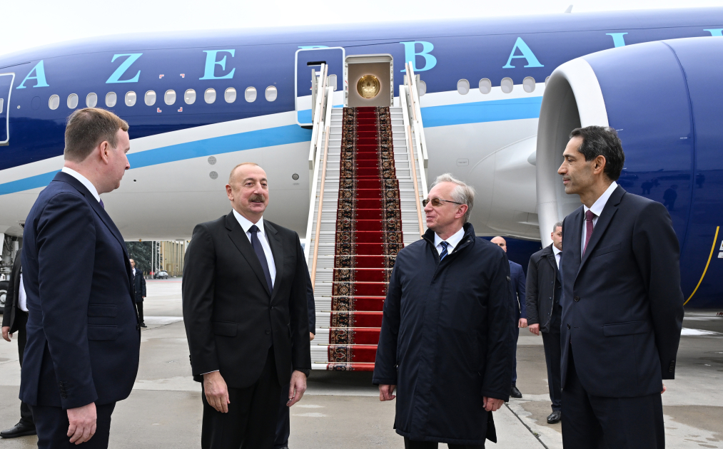 Prezident İlham Əliyev Rusiyaya səfərə gəlib (FOTO/VİDEO)