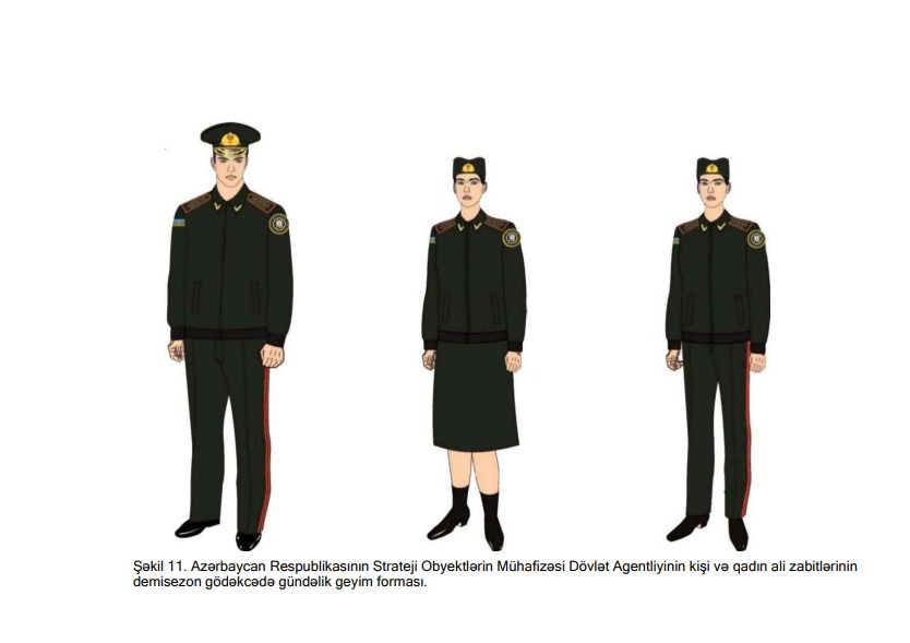 Dövlət Agentliyinin hərbi qulluqçularının hərbi geyim forması və fərqləndirmə nişanlarının təsvirləri təsdiqləndi (FOTO)
