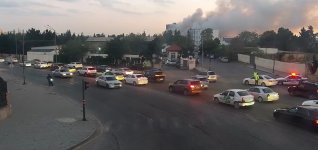 Bakıdakı yanğına görə bağlanan yol açıldı (FOTO) (ƏLAVƏ EDİLİB)