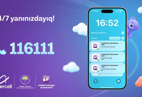 Azercell-in dəstəyi ilə yaradılan “Uşaq Qaynar Xətti”nə son 3 ay ərzində 500-ə yaxın zəng daxil olub