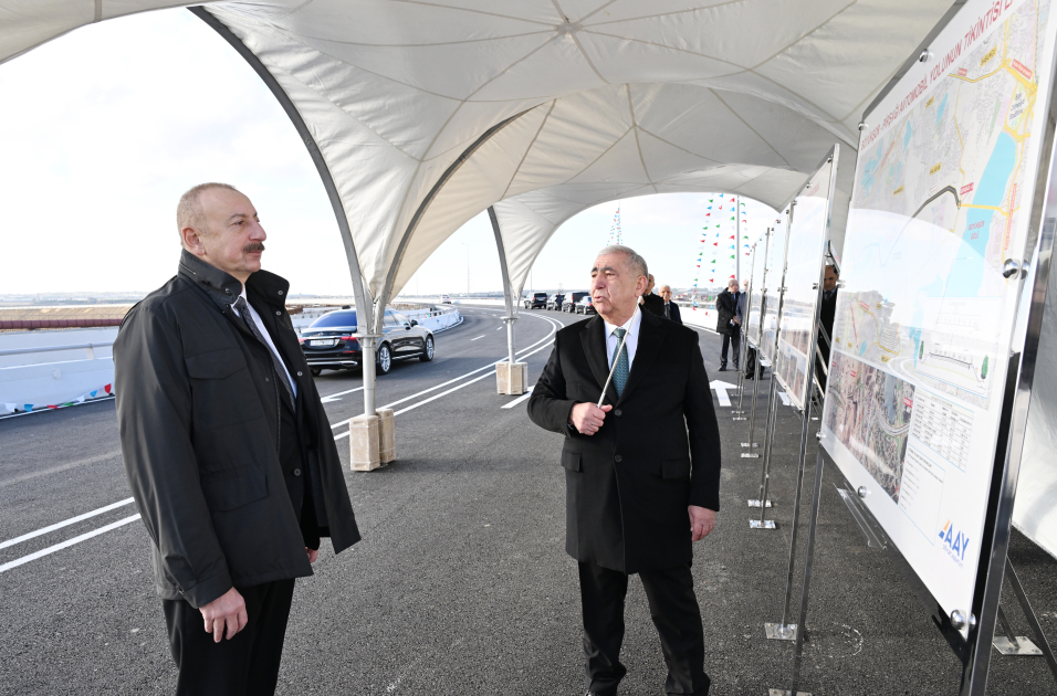 Prezident İlham Əliyev Böyükşor-Pirşağı yeni avtomobil yolunun açılışında iştirak edib (FOTO/VİDEO) (YENİLƏNİB)