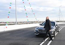 Prezident İlham Əliyev Böyükşor-Pirşağı yeni avtomobil yolunun açılışında iştirak edib (FOTO/VİDEO) (YENİLƏNİB)