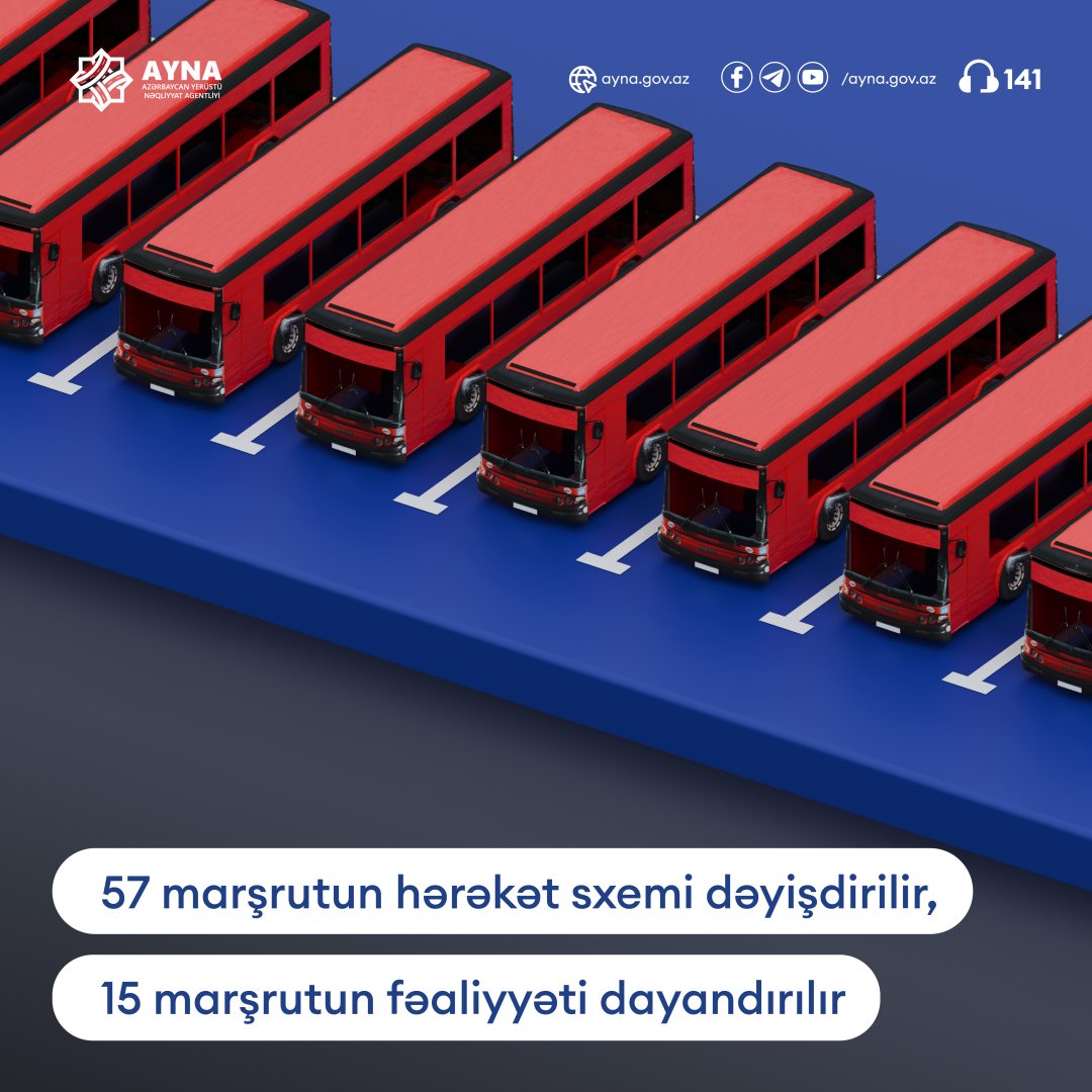 Paytaxtda 57 marşrutun hərəkət sxemi dəyişdirilir, 15 marşrutun fəaliyyəti dayandırılır