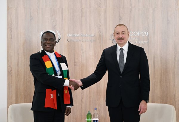 Prezident İlham Əliyev Zimbabve Prezidenti ilə görüşüb (FOTO/VİDEO) (YENİLƏNİB)