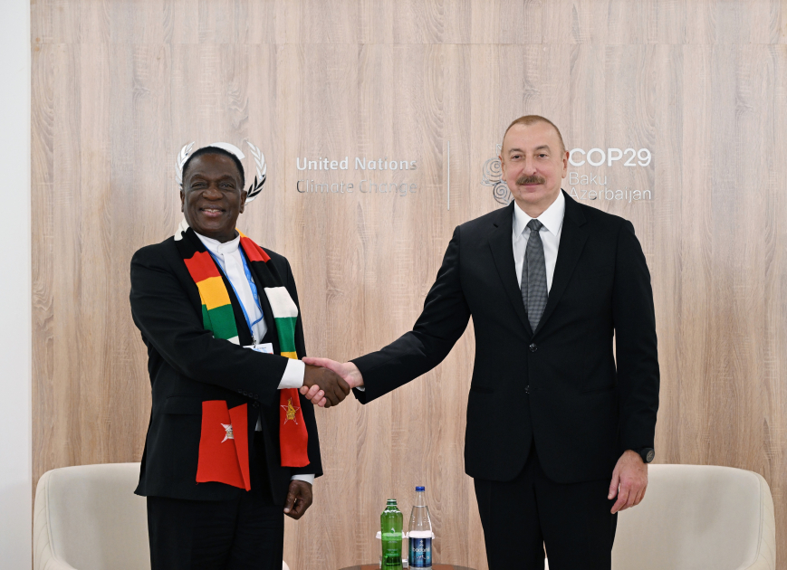 Prezident İlham Əliyev Zimbabve Prezidenti ilə görüşüb (FOTO/VİDEO) (YENİLƏNİB)