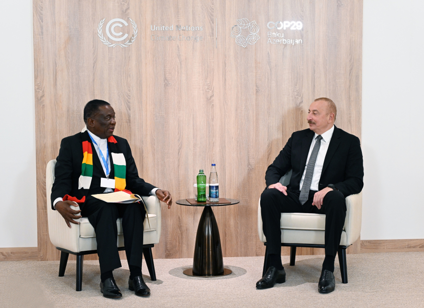 Prezident İlham Əliyev Zimbabve Prezidenti ilə görüşüb (FOTO/VİDEO) (YENİLƏNİB)