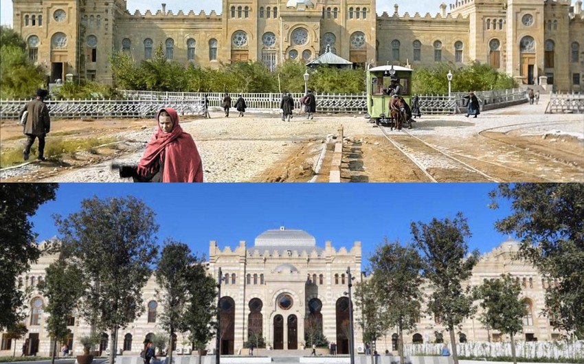 140 yaşlı “Tiflis” vağzalının binasının qarşısındakı meydan yenilənib