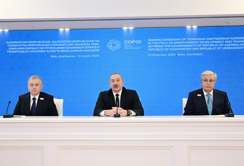 Bakıda Prezident İlham Əliyevin, Prezident Kasım-Jomart Tokayevin və Prezident Şavkat Mirziyoyevin üçtərəfli görüşü olub (FOTO/VİDEO) (YENİLƏNİB-2)