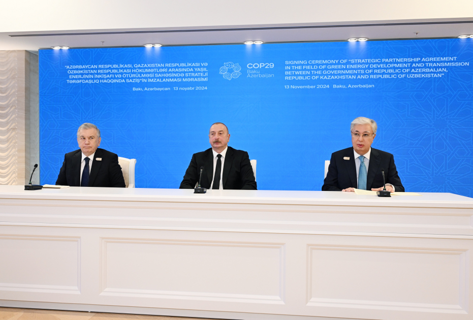 Bakıda Prezident İlham Əliyevin, Prezident Kasım-Jomart Tokayevin və Prezident Şavkat Mirziyoyevin üçtərəfli görüşü olub (FOTO/VİDEO) (YENİLƏNİB-2)
