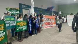COP29 çərçivəsində iqlim maliyyəsinin ədalətli şəkildə formalaşdırılması tələbi ilə aksiya keçirilib (FOTO/VİDEO)