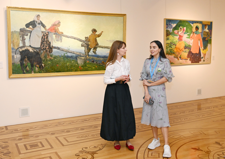 Heydər Əliyev Fondunun vitse-prezidenti Leyla Əliyeva və Bakı Media Mərkəzinin rəhbəri Arzu Əliyeva Milli İncəsənət Muzeyində təşkil olunan sərgiləri ziyarət ediblər (FOTO)