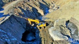 Quba-Xınalıq yolunda yeni körpünün inşası davam etdirilir (FOTO)