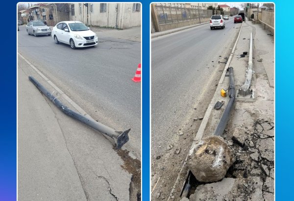 Bakıda qəza: İşıqfor yararsız hala düşdü