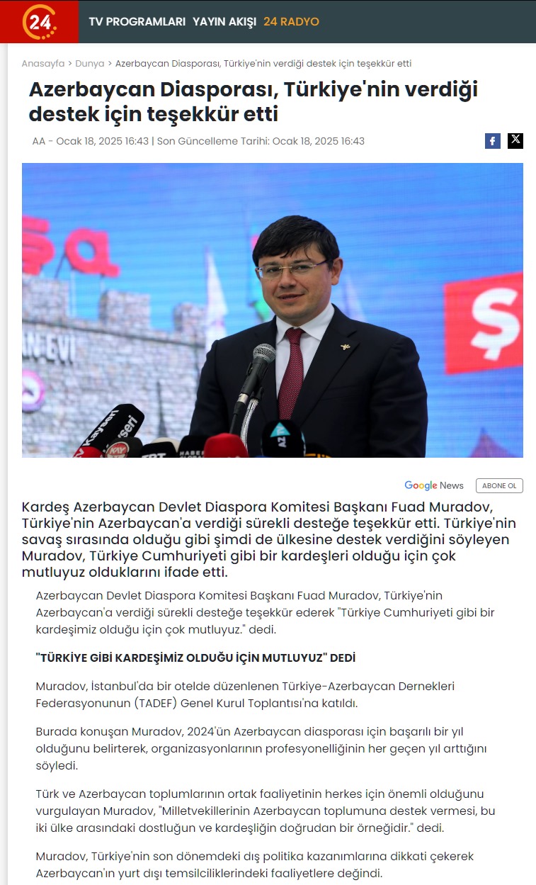 Türkiyə KİV-ləri TADEF qurultayını geniş işıqlandırır (FOTO)