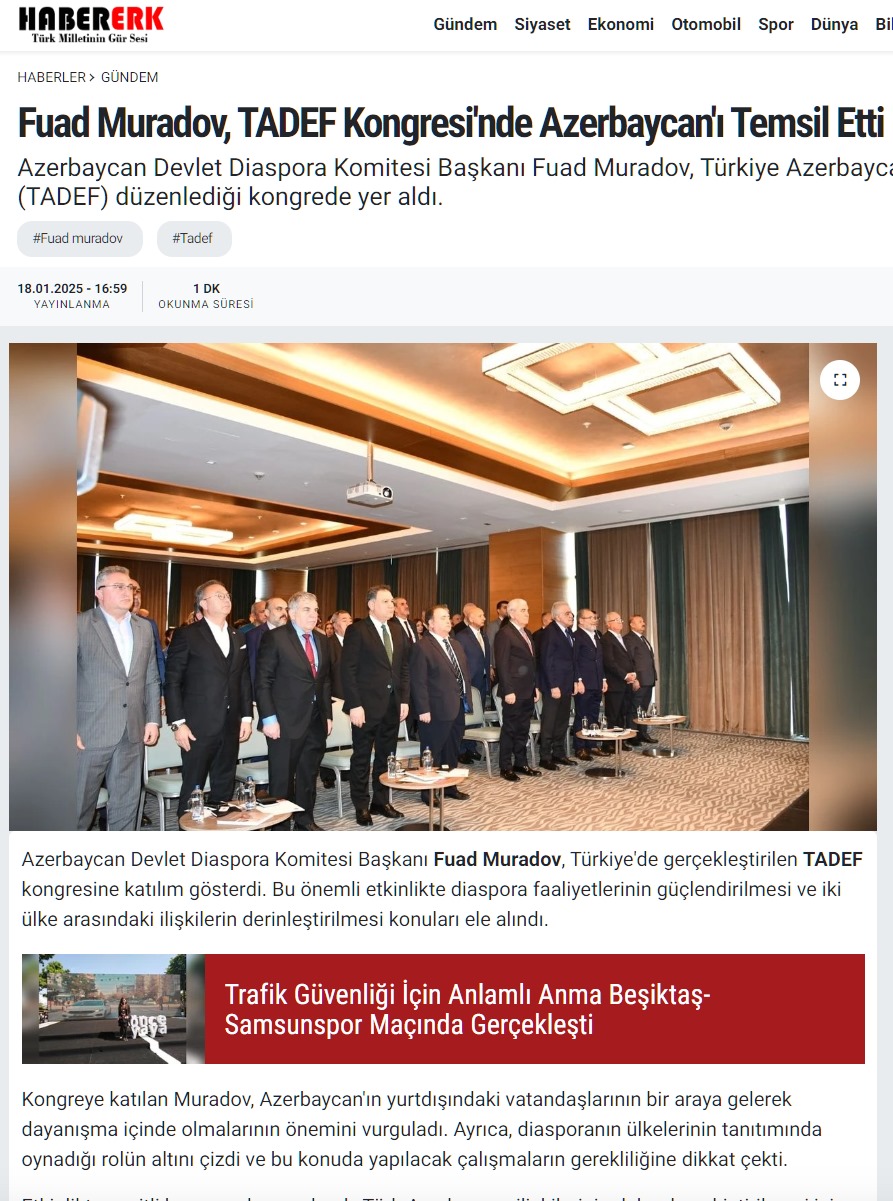 Türkiyə KİV-ləri TADEF qurultayını geniş işıqlandırır (FOTO)
