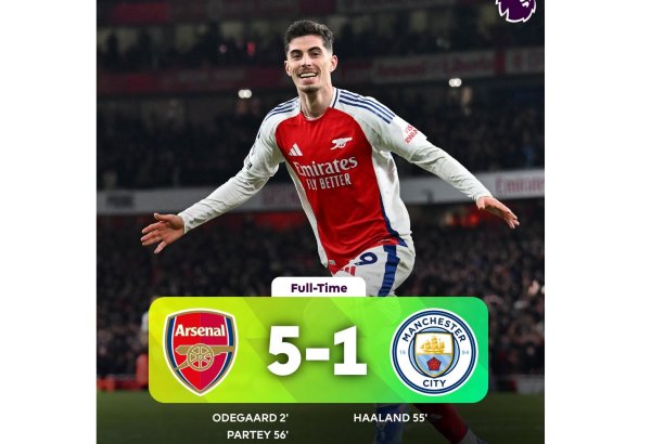 "Arsenal" "Mançester Siti"ni darmadağın edib - İngiltərə Premyer Liqası