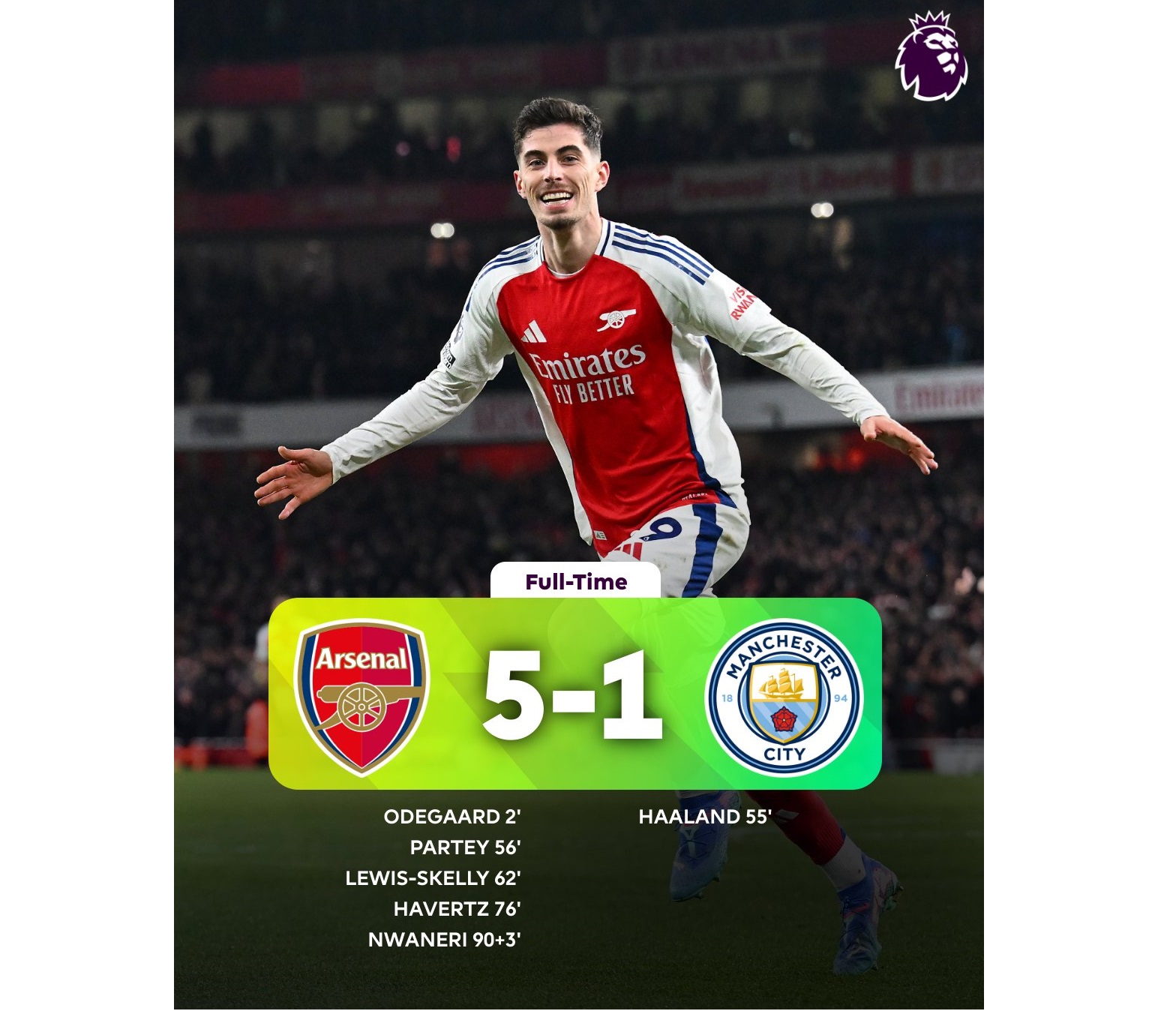 "Arsenal" "Mançester Siti"ni darmadağın edib - İngiltərə Premyer Liqası