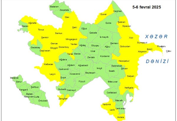 Küləkli hava şəraiti ilə bağlı sarı xəbərdarlıq verilib
