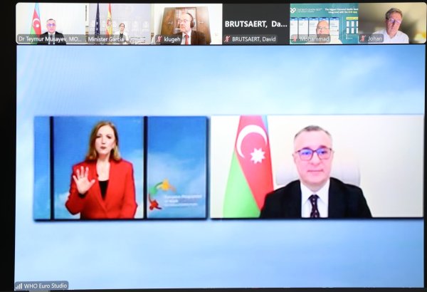 Azərbaycanın səhiyyə naziri ÜST-nin Avropa Regional Bürosunun videokonfransında çıxış edib (FOTO)