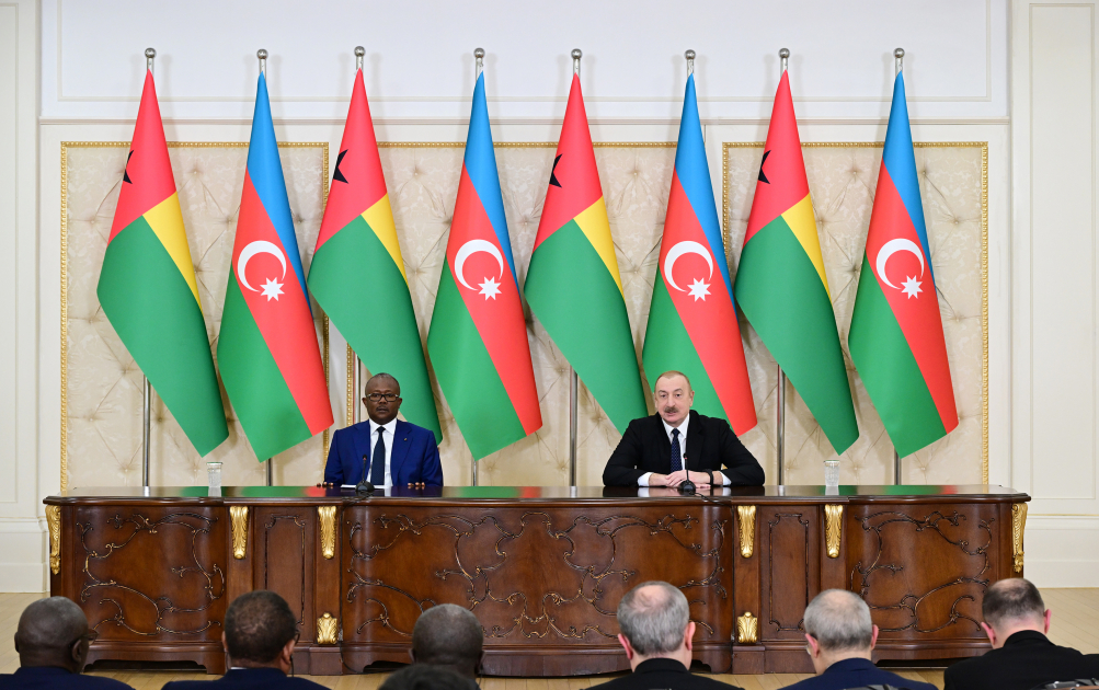 Prezident İlham Əliyev və Qvineya-Bisau Prezidenti Umaru Sisoku Embalo mətbuata bəyanatlarla çıxış ediblər (FOTO) (YENİLƏNİB)