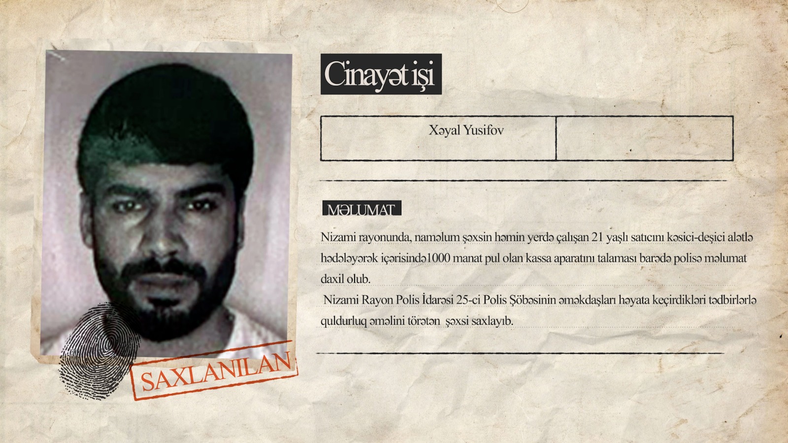 Bakıda satıcını bıçaqla hədələyib kassa aparatını ələ keçirən şəxs saxlanıldı (FOTO/VİDEO)