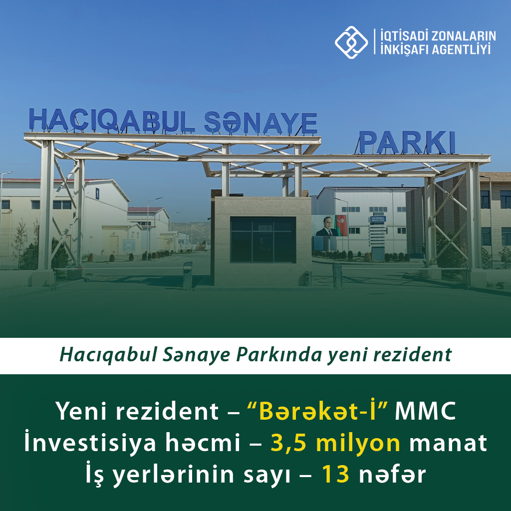 Hacıqabul Sənaye Parkına 3,5 milyon manatdan çox investisiya yatırılacaq