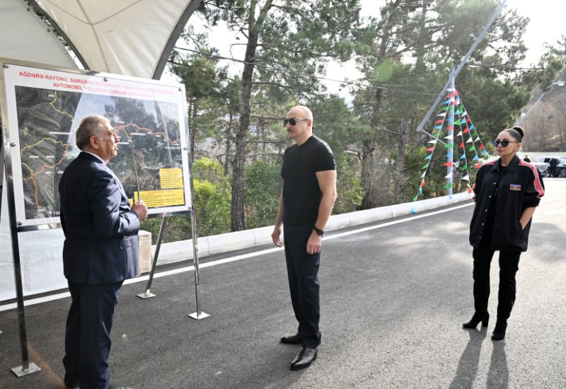 Prezident İlham Əliyev və Birinci xanım Mehriban Əliyeva Sərsəng su anbarından Ağdərənin Umudlu kəndinə gedən avtomobil yolunun açılışında iştirak ediblər (YENİLƏNİB)