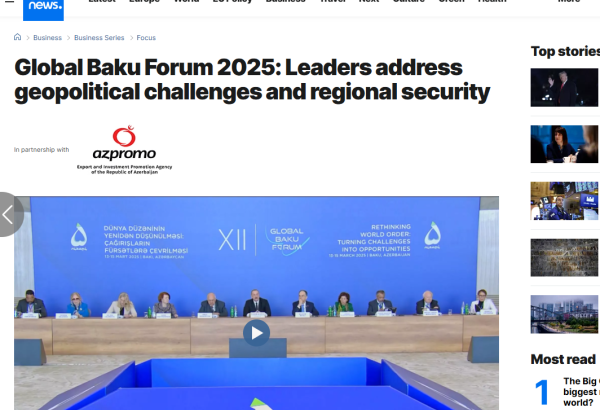 "Euronews" telekanalı XII Qlobal Bakı Forumunun yekunlarına dair reportaj hazırlayıb