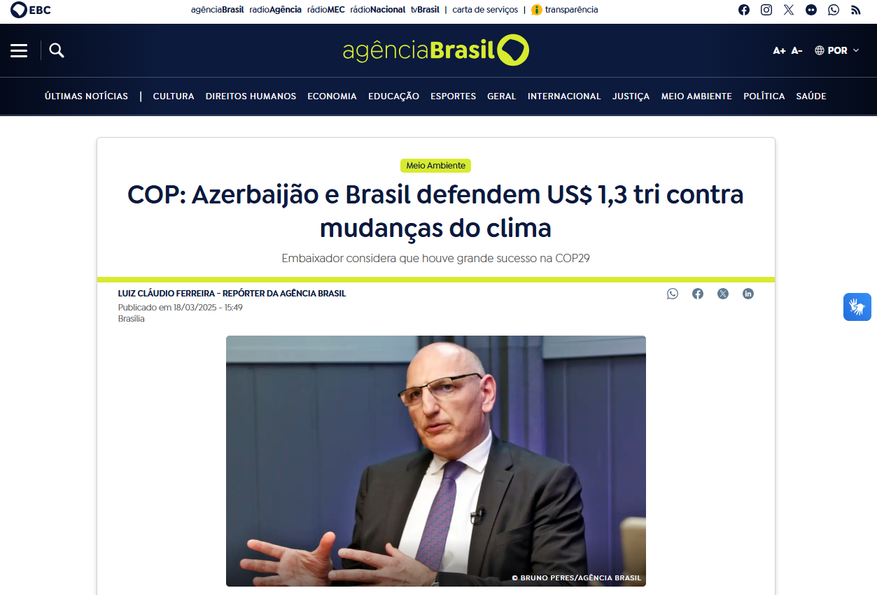 Elçin Əmirbəyov COP29-un mirası və Braziliyada keçiriləcək COP30-dan əvvəlki problemlər haqda danışıb