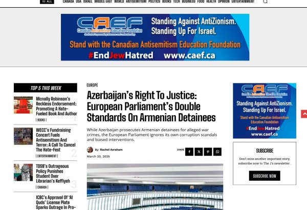 Kanada mətbuatı Avropa Parlamentini Azərbaycana qarşı ikili standartlara görə qınayıb