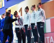 Azərbaycan komandası Bakıda keçirilən "Bədii gimnastika üzrə Avropa Kuboku"nda qızıl medal qazandı (FOTO)