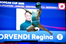 Bakıda keçirilən bədii gimnastika üzrə Avropa kubokunun üçüncü günündə növbəti qaliblər mükafatlandırılıb (FOTO)