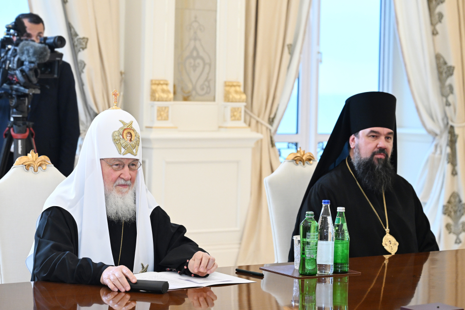 Prezident İlham Əliyev və Birinci xanım Mehriban Əliyevа Moskvanın və Bütün Rusiyanın Patriarxı Kirill ilə görüşüblər (FOTO/VİDEO) (YENİLƏNİB)