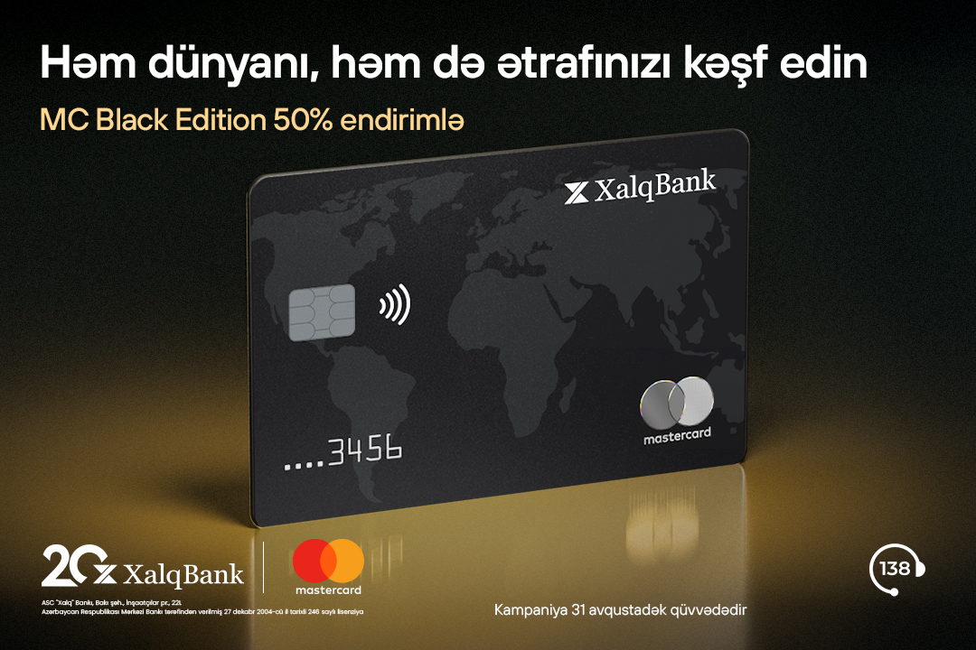 Xalq Bankdan MasterCard Black Edition kartına 50% endirim