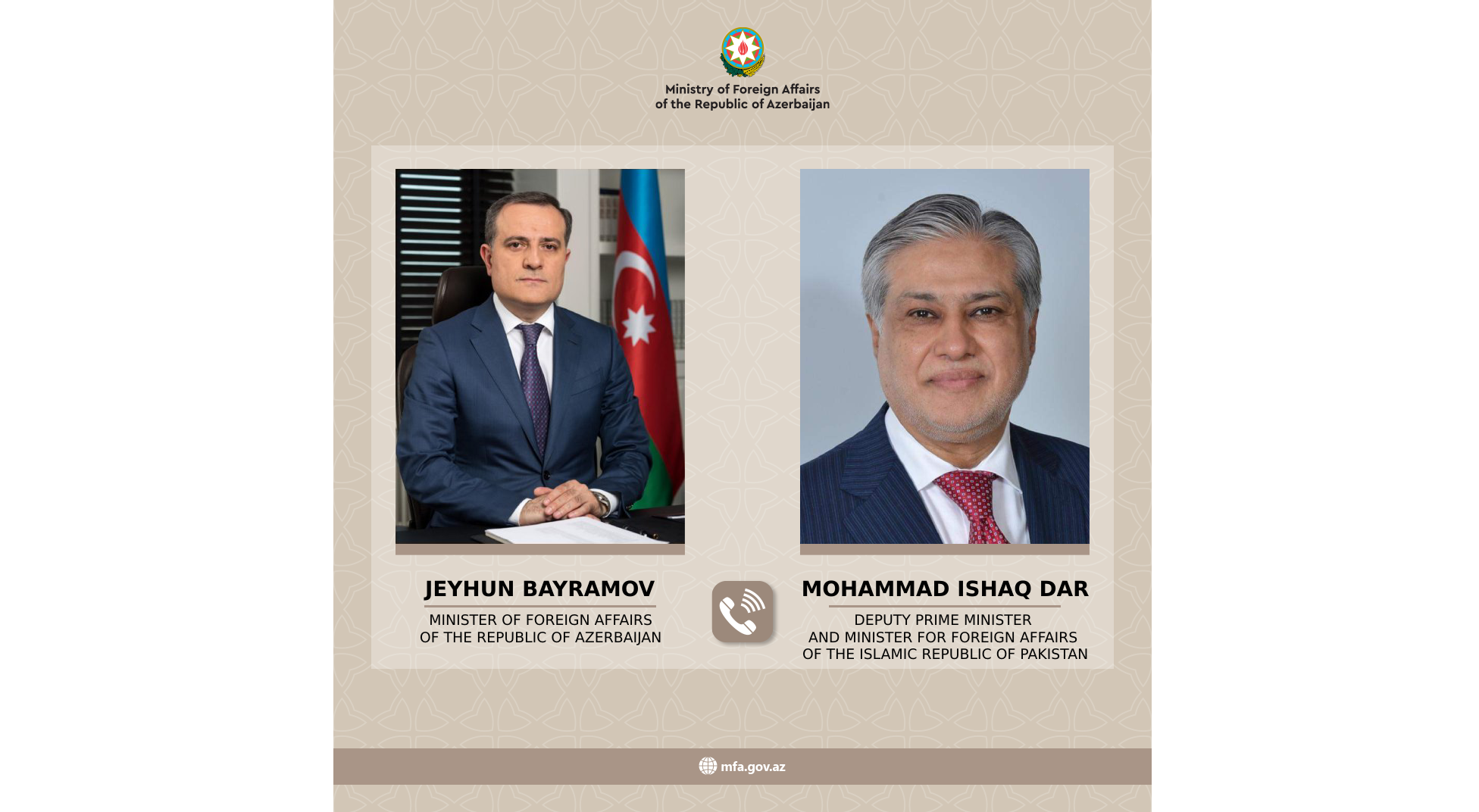 Ceyhun Bayramov pakistanlı həmkarı ilə İslamabad və Yeni Dehli arasında artan gərginliyi müzakirə edib