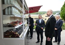 Prezident İlham Əliyev “Qoç Ət” Kəndli Fermer Təsərrüfatı MMC-nin Xocalının Xanabad kəndindəki heyvandarlıq kompleksinin açılışında iştirak edib (YENİLƏNİB) (FOTO)