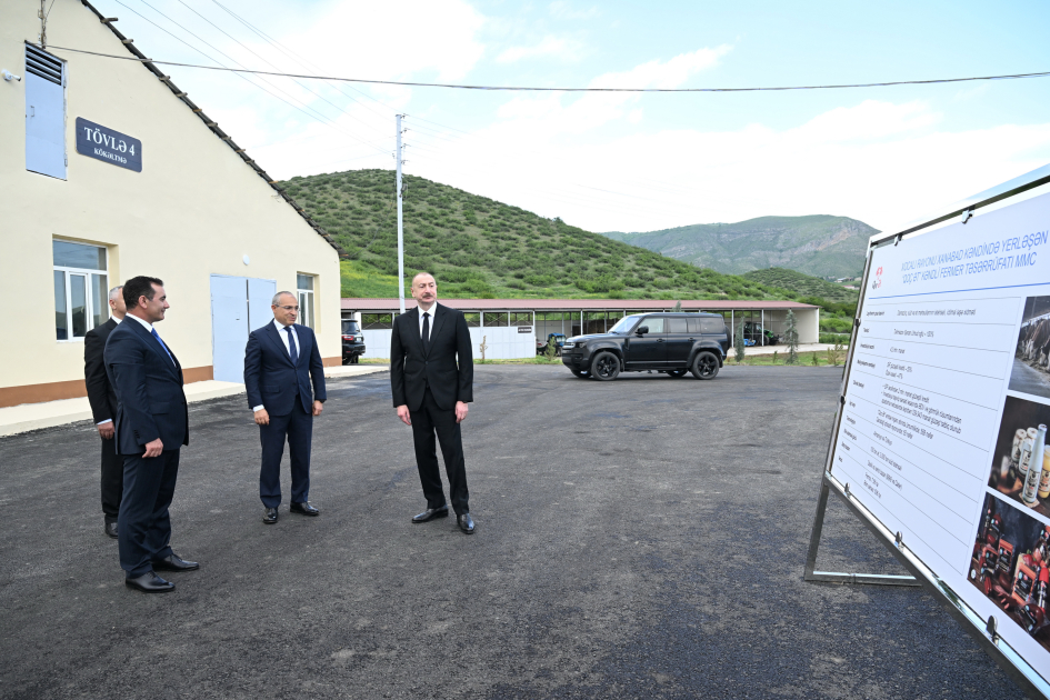 Prezident İlham Əliyev “Qoç Ət” Kəndli Fermer Təsərrüfatı MMC-nin Xocalının Xanabad kəndindəki heyvandarlıq kompleksinin açılışında iştirak edib (YENİLƏNİB) (FOTO/VİDEO)