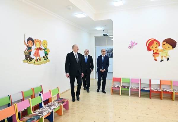Prezident İlham Əliyev Kəngərli kənd körpələr evi-uşaq bağçasının açılışında iştirak edib (FOTO/VİDEO)
