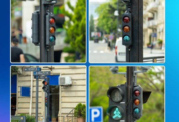Bəzi yollarda svetoforlara velosiped bölmələri quraşdırılıb (FOTO)