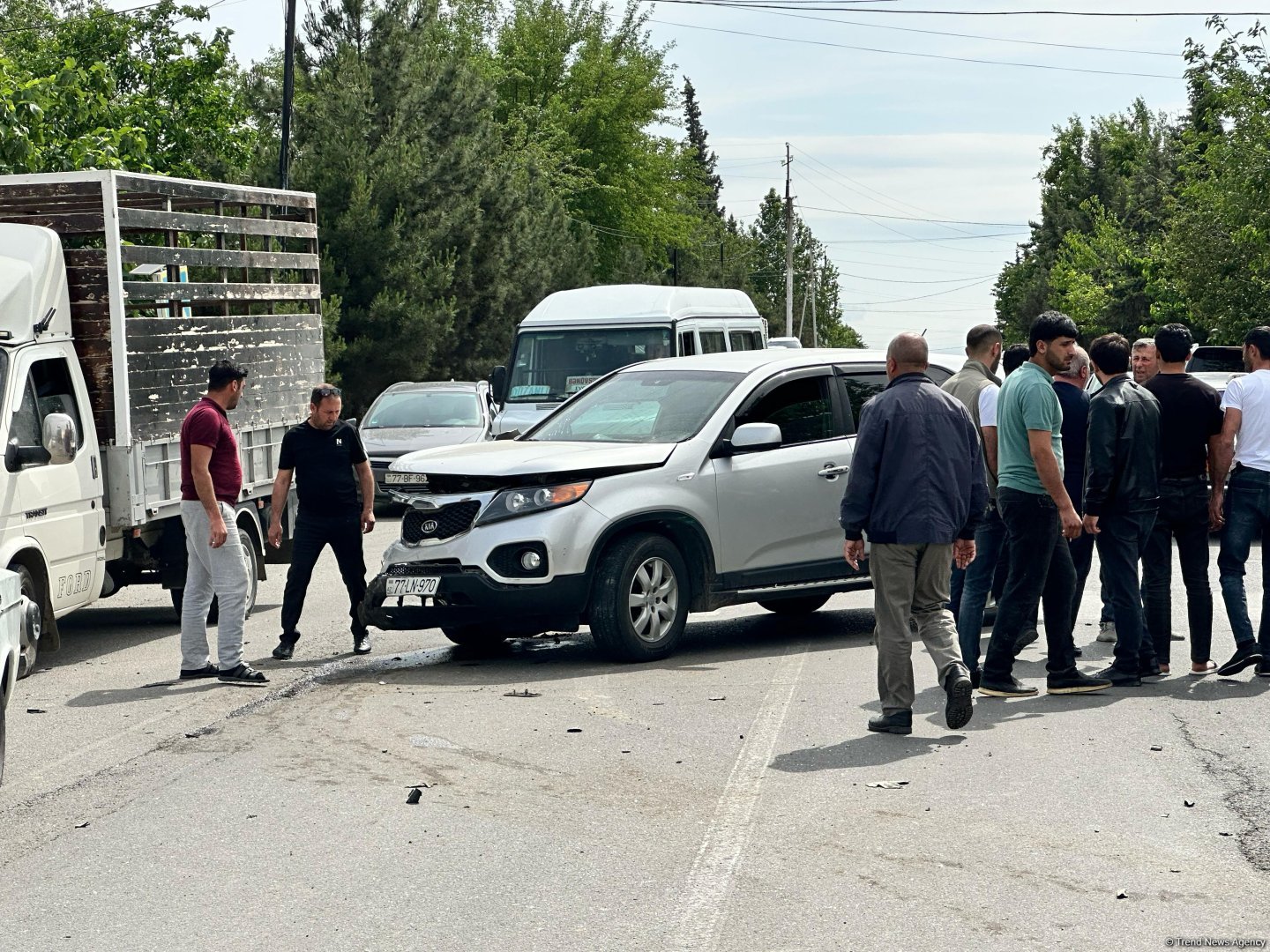 Ağdamda iki minik avtomobili toqquşdu:  bir nəfər xəsarət alıb (FOTO)