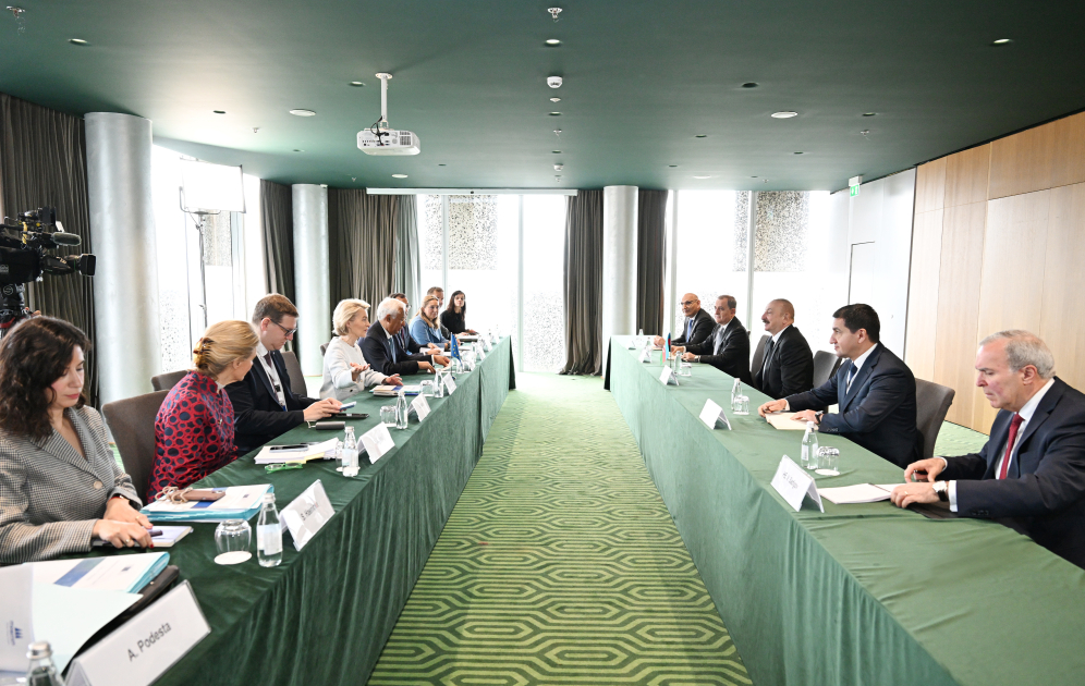 Prezident İlham Əliyevin Tiranada Avropa İttifaqı Şurasının Prezidenti və Avropa Komissiyasının Prezidenti ilə görüşü olub (FOTO)