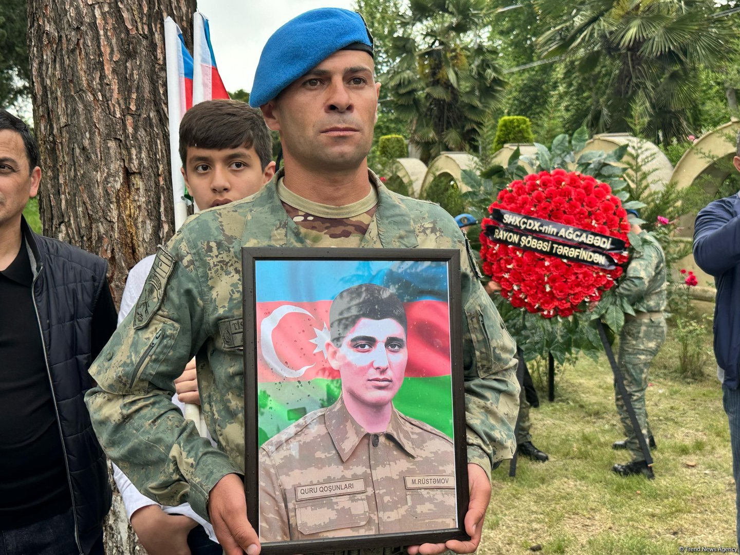 Şəhid Miriş Rüstəmovun nəşinin qalıqları Ağcabədidə dəfn olunub (FOTO)
