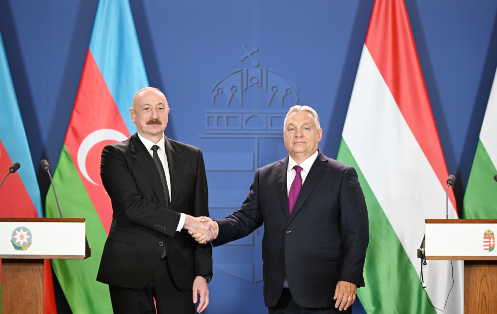 Budapeştdə Prezident İlham Əliyev və Macarıstanın Baş naziri Viktor Orban mətbuata bəyanatlarla çıxış ediblər (FOTO) (YENİLƏNİB)