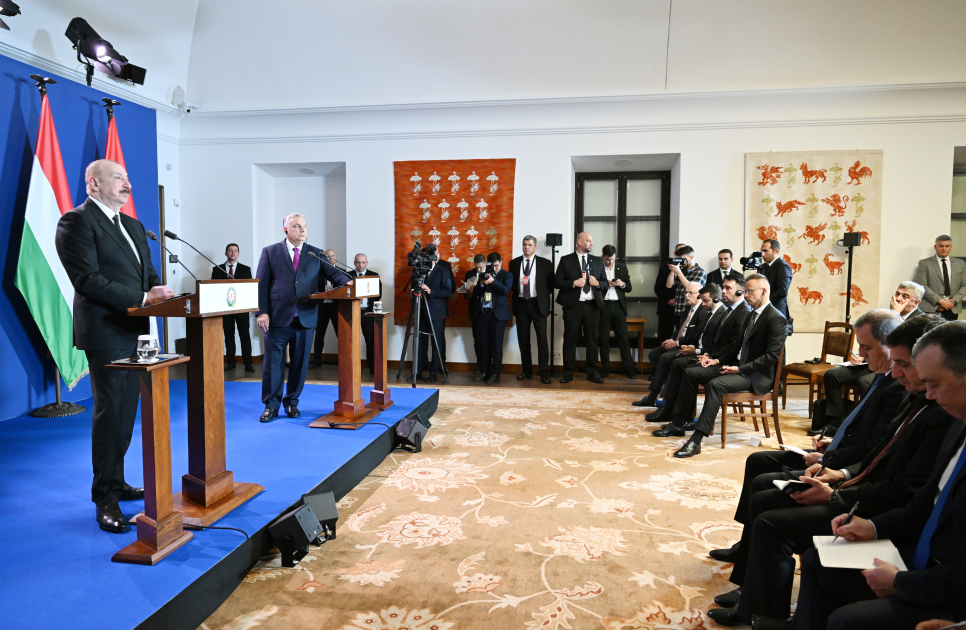 Budapeştdə Prezident İlham Əliyev və Macarıstanın Baş naziri Viktor Orban mətbuata bəyanatlarla çıxış ediblər (FOTO) (YENİLƏNİB)