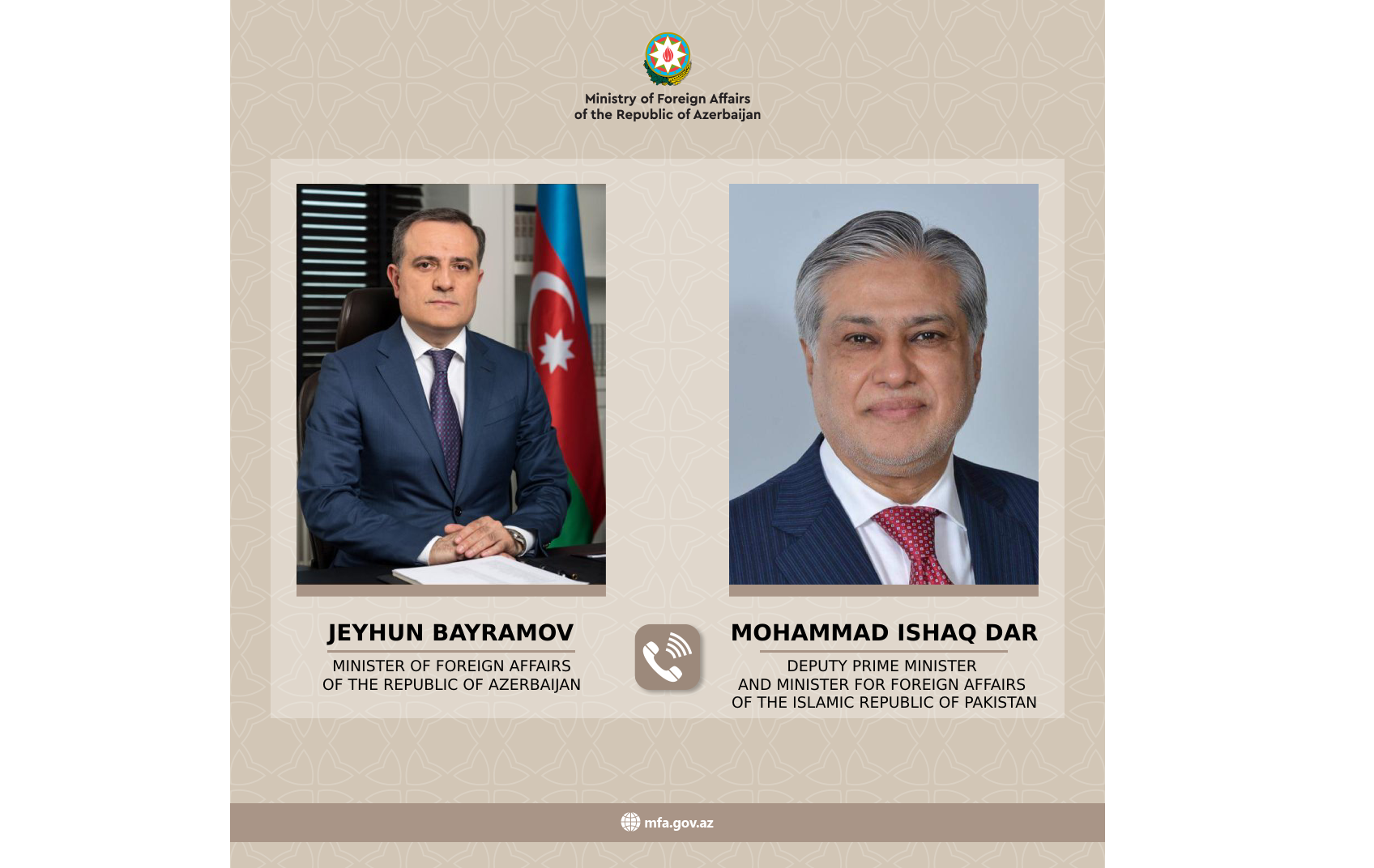 Ceyhun Bayramov pakistanlı həmkarı ilə telefon danışığı aparıb (YENİLƏNİB)