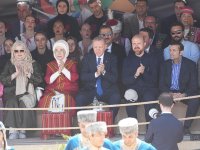 Türkiyə Prezidenti Rəcəb Tayyib Ərdoğan və xanımı Azərbaycan nümayəndə heyətinin çıxışını izlədilər (FOTO)