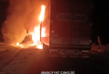 Ucarda yük avtomobili yanıb (VİDEO)