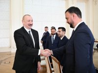 Prezident İlham Əliyev minifutbol üzrə dünya çempionatının qalibi olan Azərbaycan milli komandasının üzvlərini qəbul edib (FOTO/VİDEO) (YENİLƏNİB)