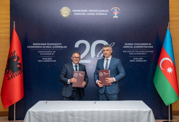 Azərbaycan Məhkəmə-Hüquq Şurası ilə Albaniyanın Ali Məhkəmə Şurası arasında Anlaşma Memorandumu imzalanıb